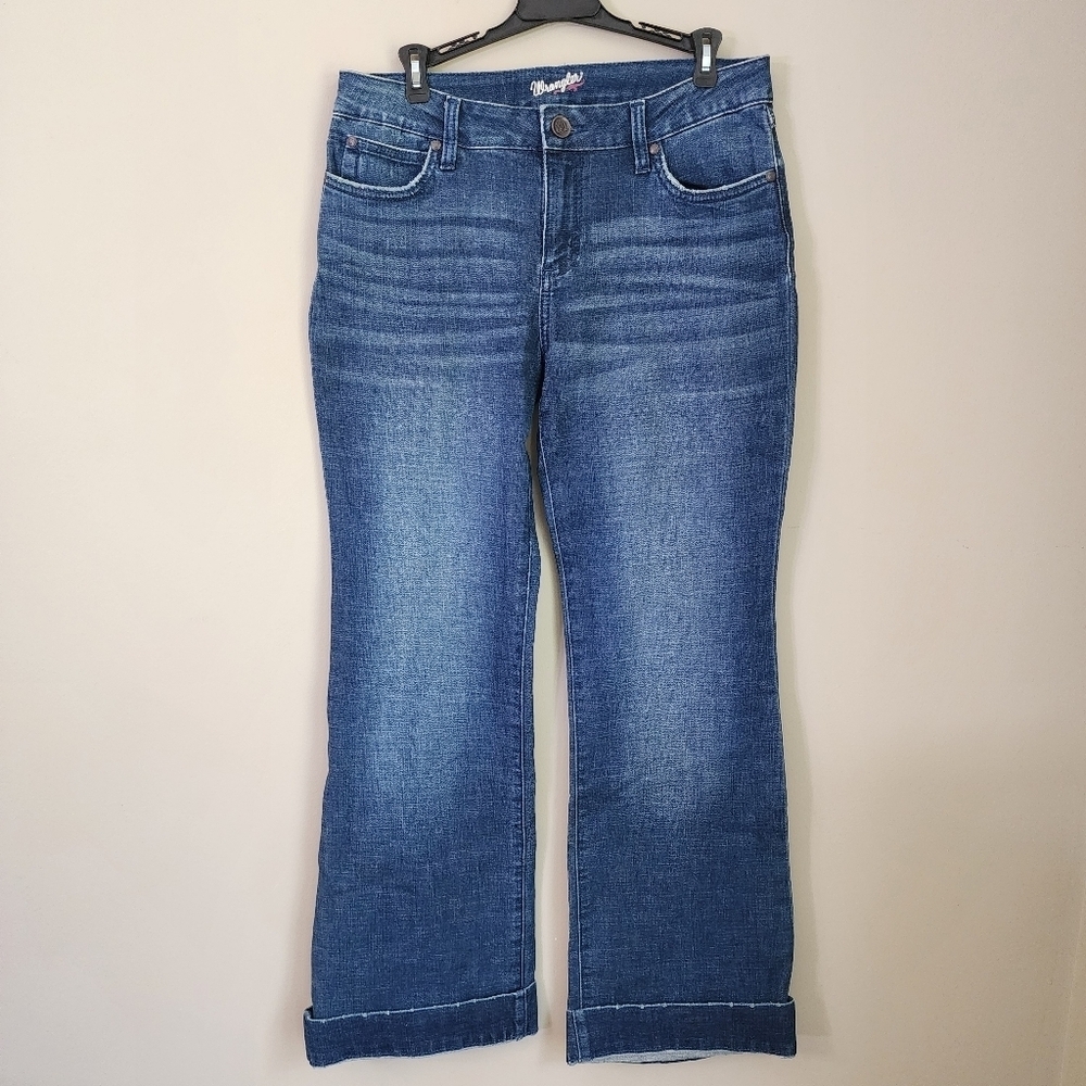 Wrangler Denim Jeans Women's Blue Size 9 / 34 Wide Leg flare leg - Picture 8 of 11